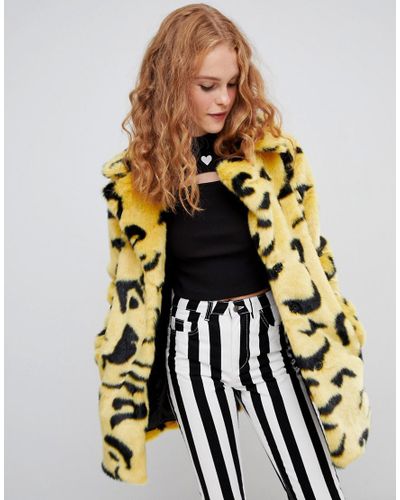 Lazy oaf yellow leopard coat Clearance