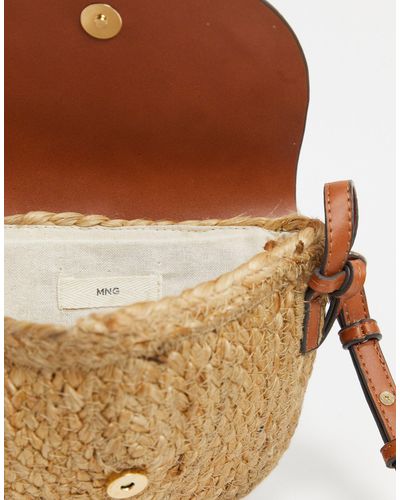 mango straw bolsa with front panel in tan