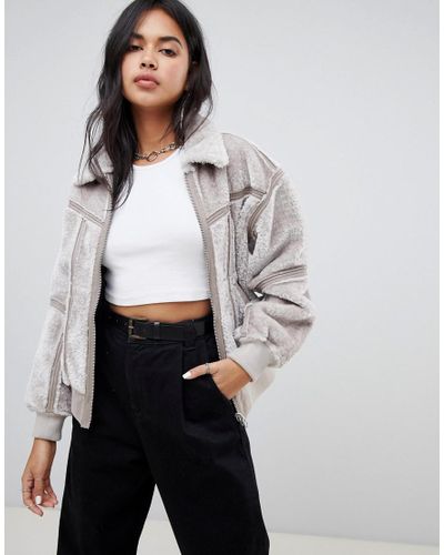 deline teddy reversible bomber