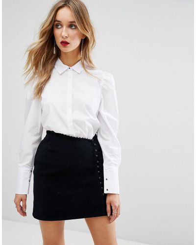 white puff shoulder shirt