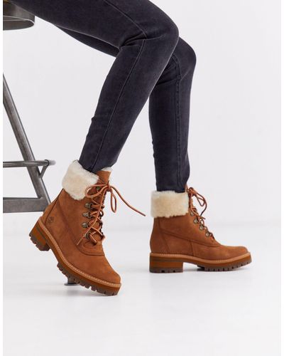 courmayeur valley shearling boot for women in brown