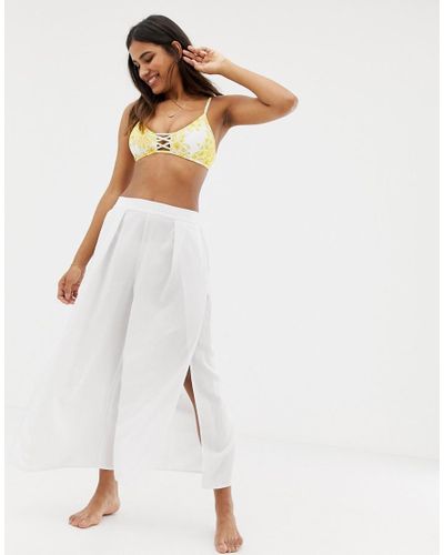 Seafolly Linen Blend Split Beach Pants in White - Lyst