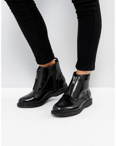 Bottines à fermeture éclair sur le devant Cuir Truffle Collection en  coloris Noir - Lyst