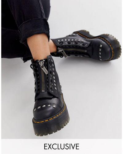 Scarpe Donna DR. MARTENS Stivali Platform linea Sinclair in Pelle Nera a  sconti