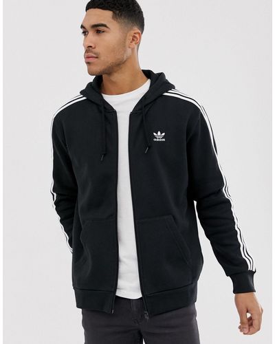 adidas Originals Cotton Zip Hoodie With Small Trefoil Logo Dv1551 in Black  for Men - Lyst