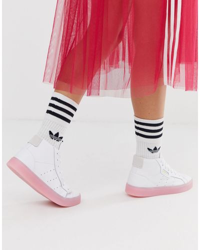 adidas Originals Leer Sleek - Halfhoge Sneakers in het Wit - Lyst
