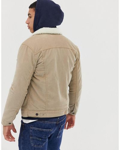levi's cord borg trucker jacket in beige