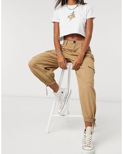 Pantaloni cargo multitasche beigeBershka in Denim di colore Neutro | Lyst