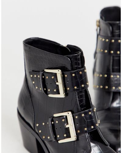 croc buckle boots