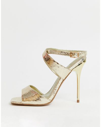 wide fit gold heels