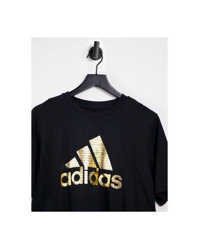 Camiseta negra con logo dorado adidas Originals de hombre de color Negro |  Lyst