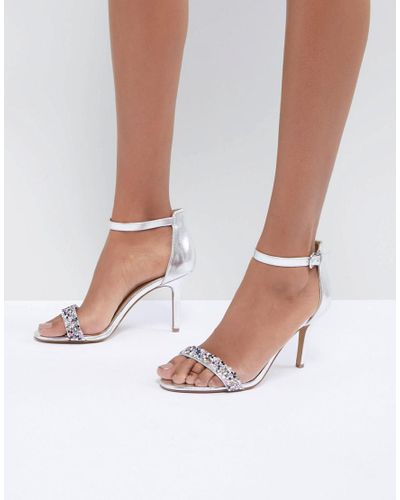 silver barely there heels