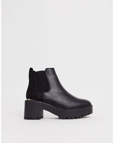 New Look Metal Detail Chunky Heeled Boots in Black - Lyst