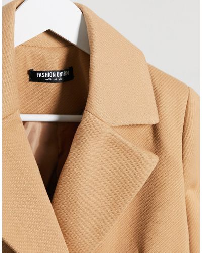 Fashion Union Double Ted Pea Coat In Natural Lyst Fashion Union Double Ted Pea Coat, Fashion Union Pea Coat