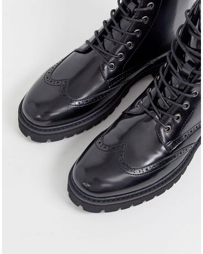 mens black lace up brogue boots