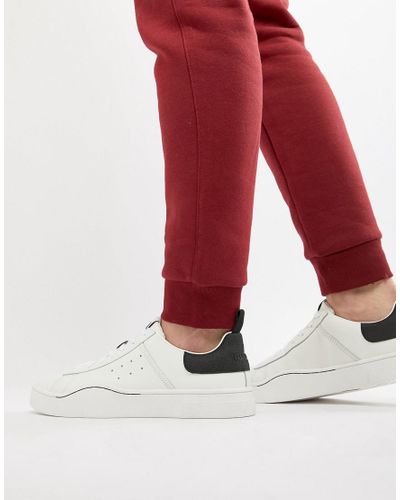 DIESEL Denim S-clever Low White Trainers With Sole Detail for Men - Lyst