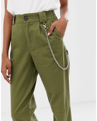 Pantalones cargo con cadena en caqui Stradivarius de Algodón de color Verde  | Lyst