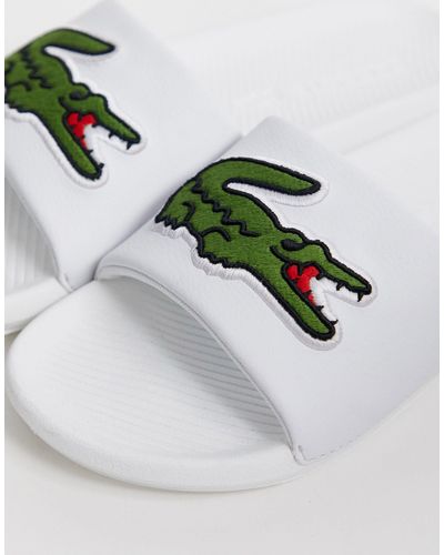 lacoste croco sliders white