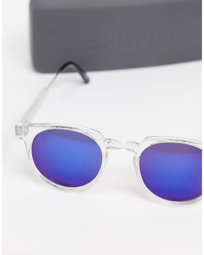 Teddy boy - occhiali da sole unisex rotondi trasparenti con lenti a  specchio blu di Spitfire | Lyst