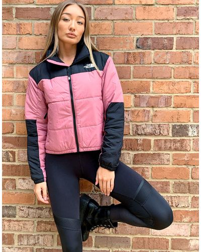 pink north face puffer coat