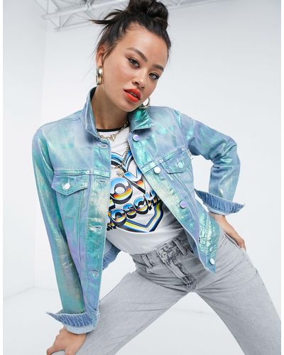 Giacca di jeans iridescenteLove Moschino in Denim di colore Verde | Lyst
