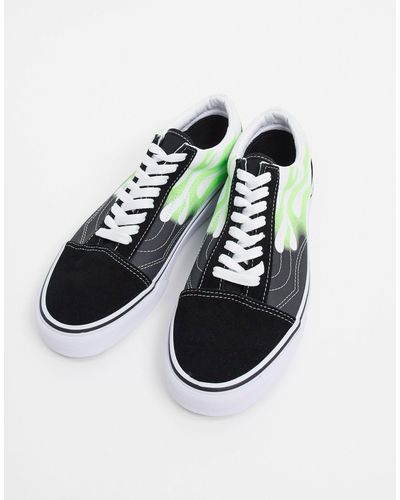 black vans with flames