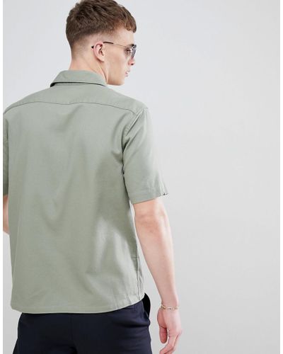 Fred Perry Woven Pique Revere Collar Shirt In Green for Men - Lyst