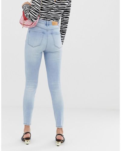 Stradivarius Denim Super High Waisted Skinny Jeans in Blue | Lyst