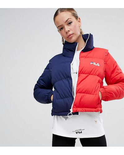 Fila Synthetic Padded Jacket With Removable Sleeves In Color Block