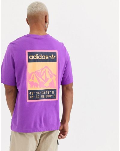 adidas Originals Cotton Adiplore T-shirt With Back Print in Purple for Men  - Lyst