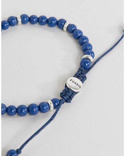 Bracelet réglable à perles homme - Bleu Fossil pour homme en coloris Bleu -  Lyst