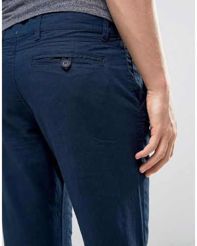 French Connection Trousers In Navy Linen in Blue for Men - Lyst