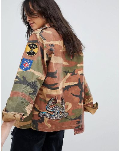Replay Denim Camo Jacket With Patches - Lyst