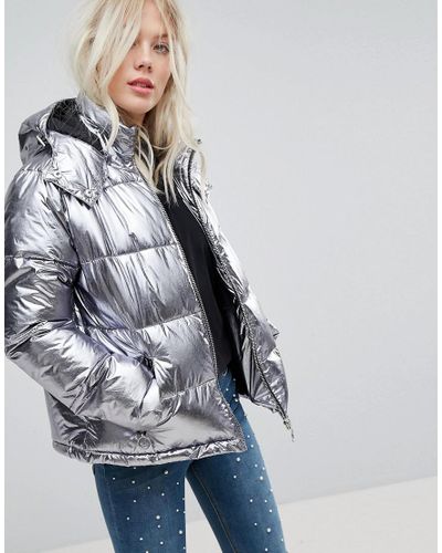 metallic padded coat