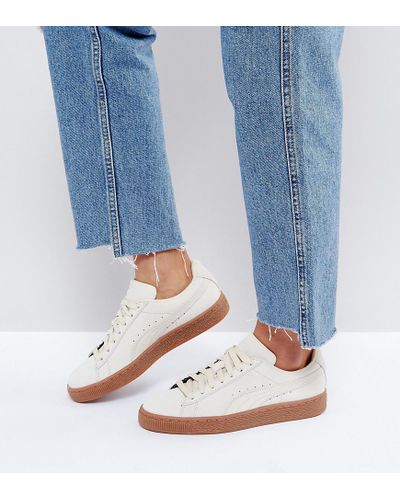 puma white with gum sole