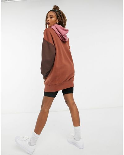 adidas Originals 'cosy Comfort' Fleece Oversized Hoodie Dress in Brown -  Lyst