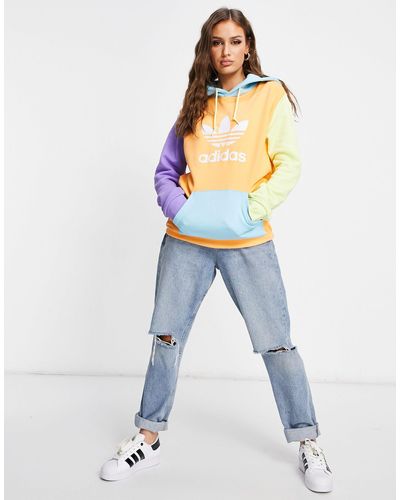 adidas Originals Adicolor Boyfriend Fit Colour Block Logo Hoodie | Lyst Canada