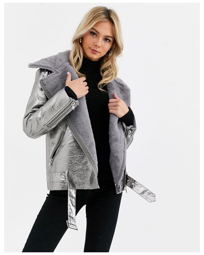 metallic aviator jacket