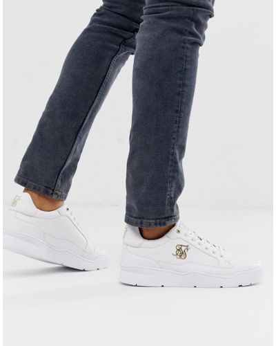 SIKSILK Zijde Sneakers In Wit Met Gouden Logo in het Wit voor heren - Lyst