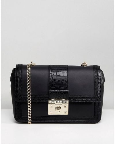 love moschino croc logo shoulder bag