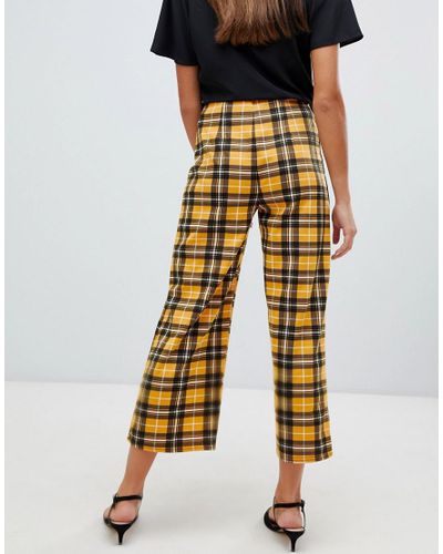 yellow cropped trousers