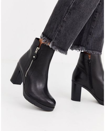 ALDO Side Zip Leather Heel Boot-black - Lyst