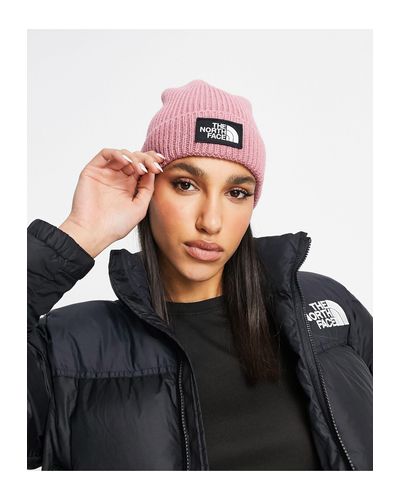 The North Face – farbene Strickmütze mit Logo und Umschlag in Pink | Lyst DE