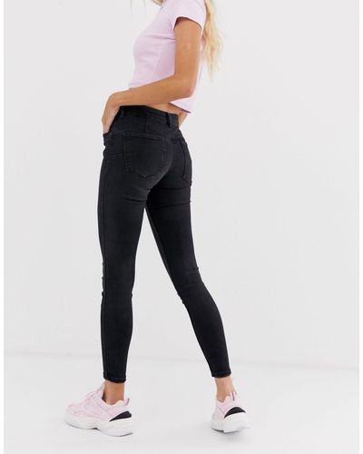 Bershka Denim Push Up Jean in Black 
