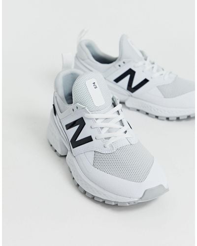 New Balance Leather 574 Sport V2 Triple Sneakers in White - Lyst