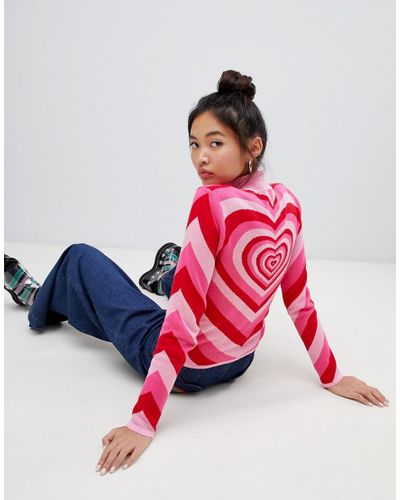Lazy Oaf Cotton All My Heart Jumper in Pink - Lyst