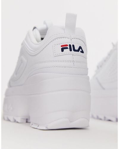 Fila Leather Disruptor Ii Platform Wedge Trainers in White - Lyst