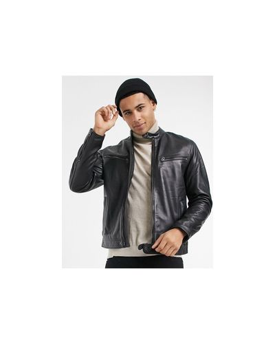 Pepe Jeans Jared Leather Jacket in Black for Men | Lyst Australia