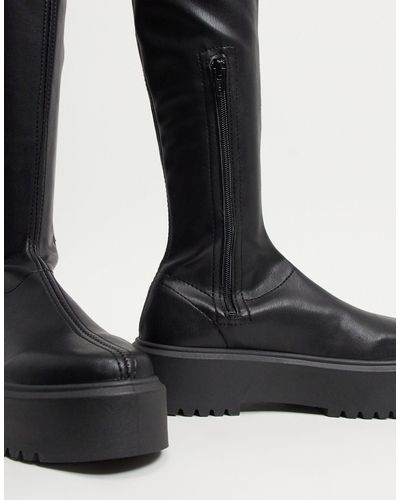 ASOS Katie Chunky Over The Knee Boots in Black - Lyst