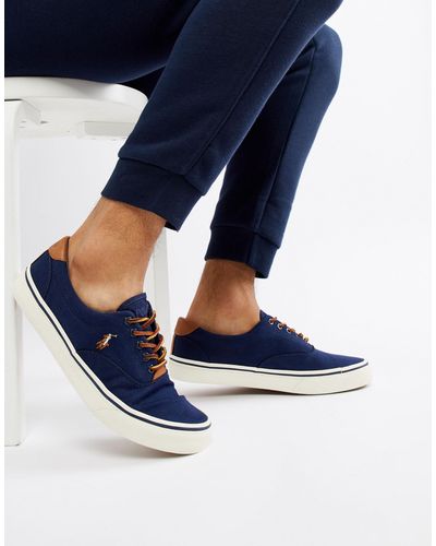 Polo Ralph Lauren Thorton Canvas Trainers Multi Player Leather Trim in Blue  for Men - Lyst